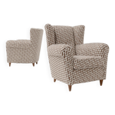 Paire de fauteuils italiens en tissu zigzag, années 1960