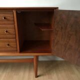 Mid-Century teak enfilade in brown by Russell of Broadway, 1950s, sleek design.