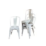 Set of 4 Tolix-style metal chairs