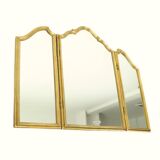 Vintage Triptych Mirror Gold Leaf Gilded Hollywood Regency 86cm