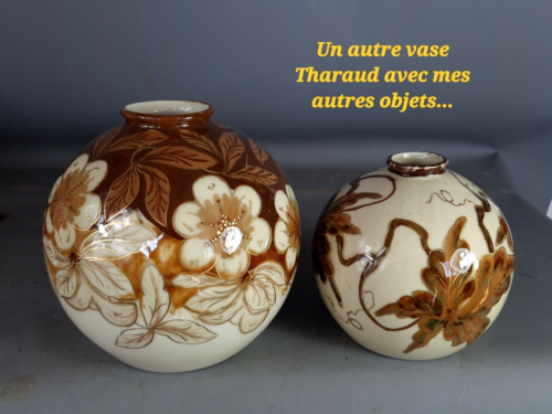Camille Tharaud vase ball décor vine leaves perfect condition SB