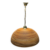 Italian Gilt Brass Rattan Bamboo Wicker Pendant, 1970s