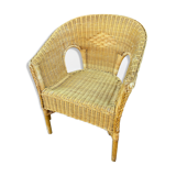 Vintage rattan gondola armchair 1980s