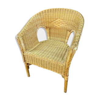 Vintage rattan gondola armchair 1980s