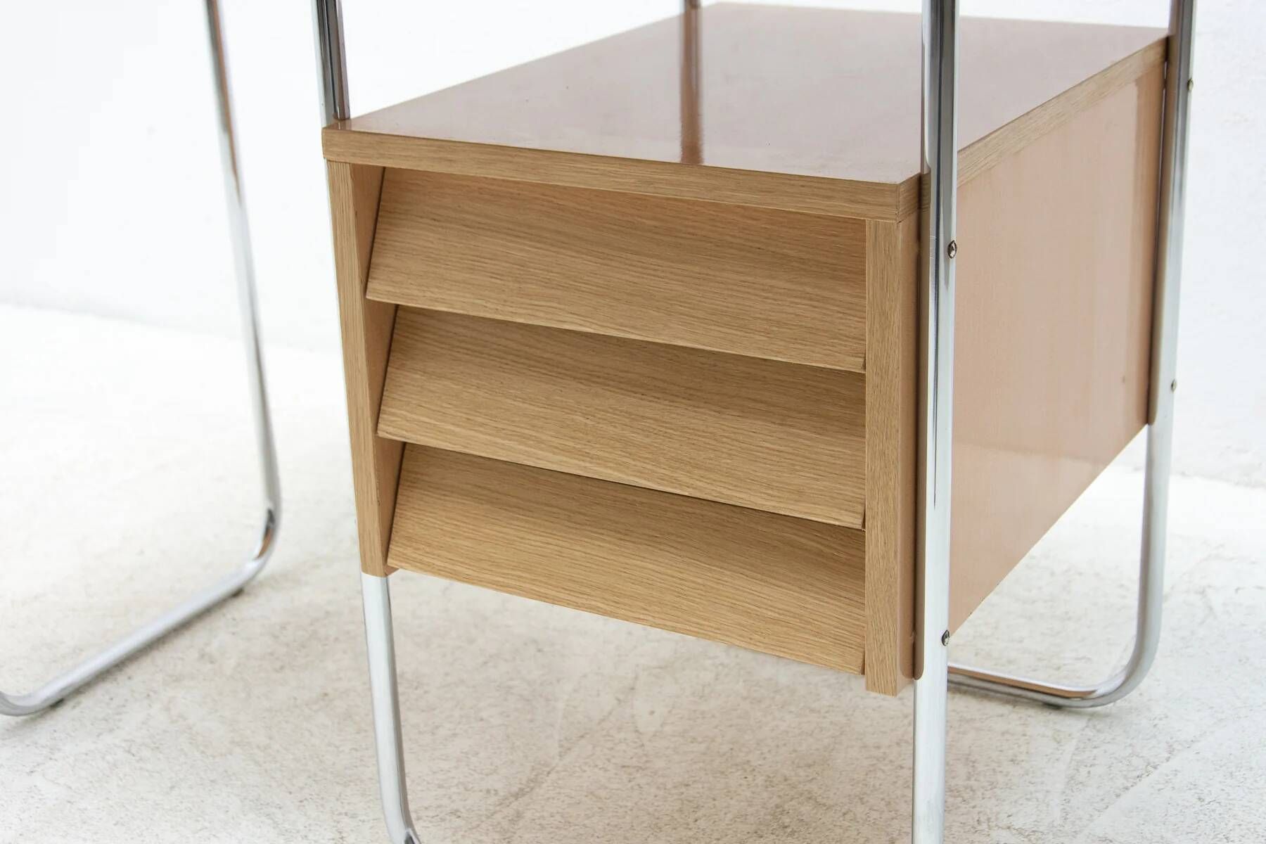 Writing desk, mid-century chrome and formica desk, 1950s, Czechoslovakia
