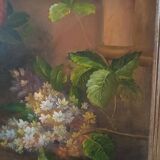 Grand tableau - huile sur toile - vase de fleurs - signé Arcangelo Monzio Compagnoni