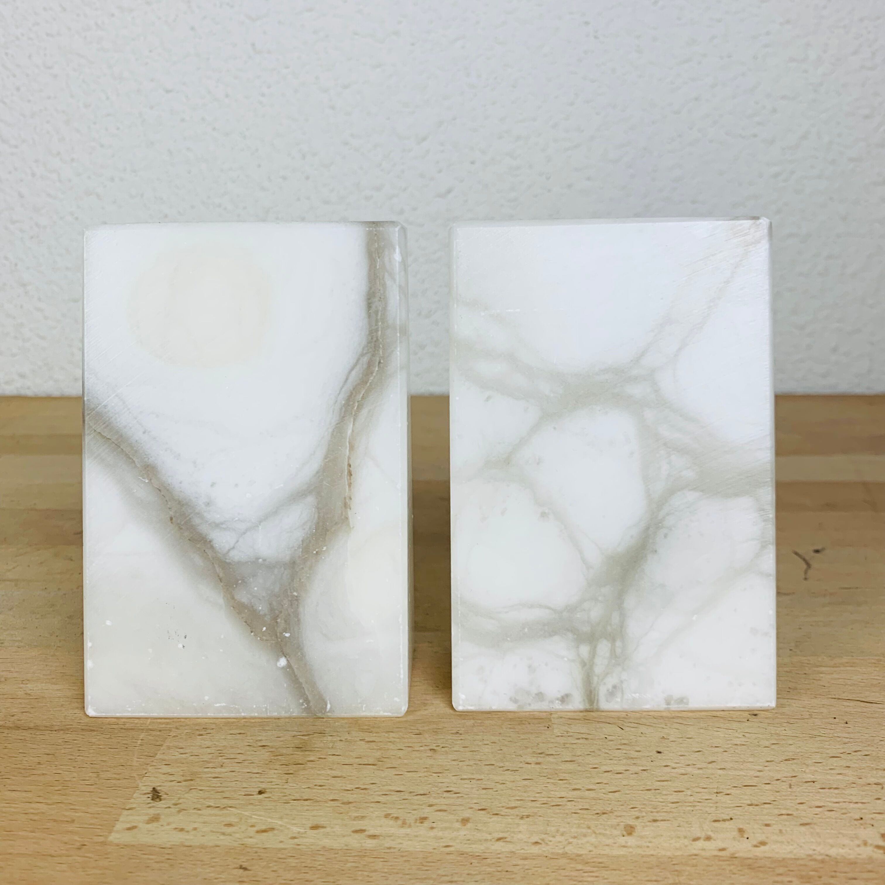 Pair of greenhouse books white alabaster marble