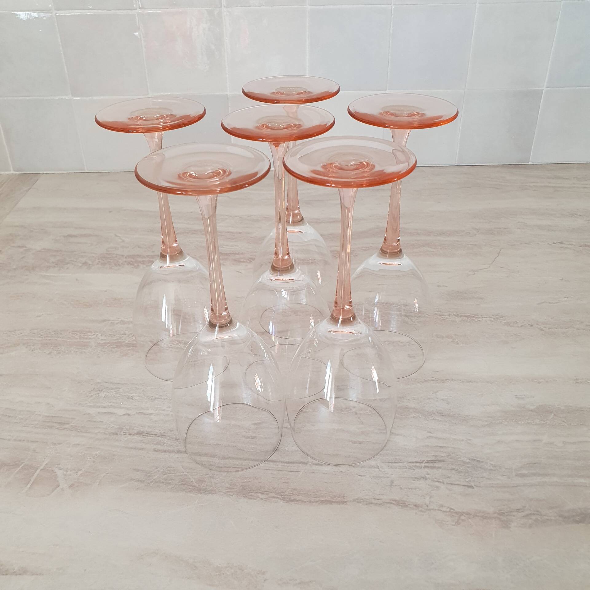 6 Verres à vin / verre à pied Rose