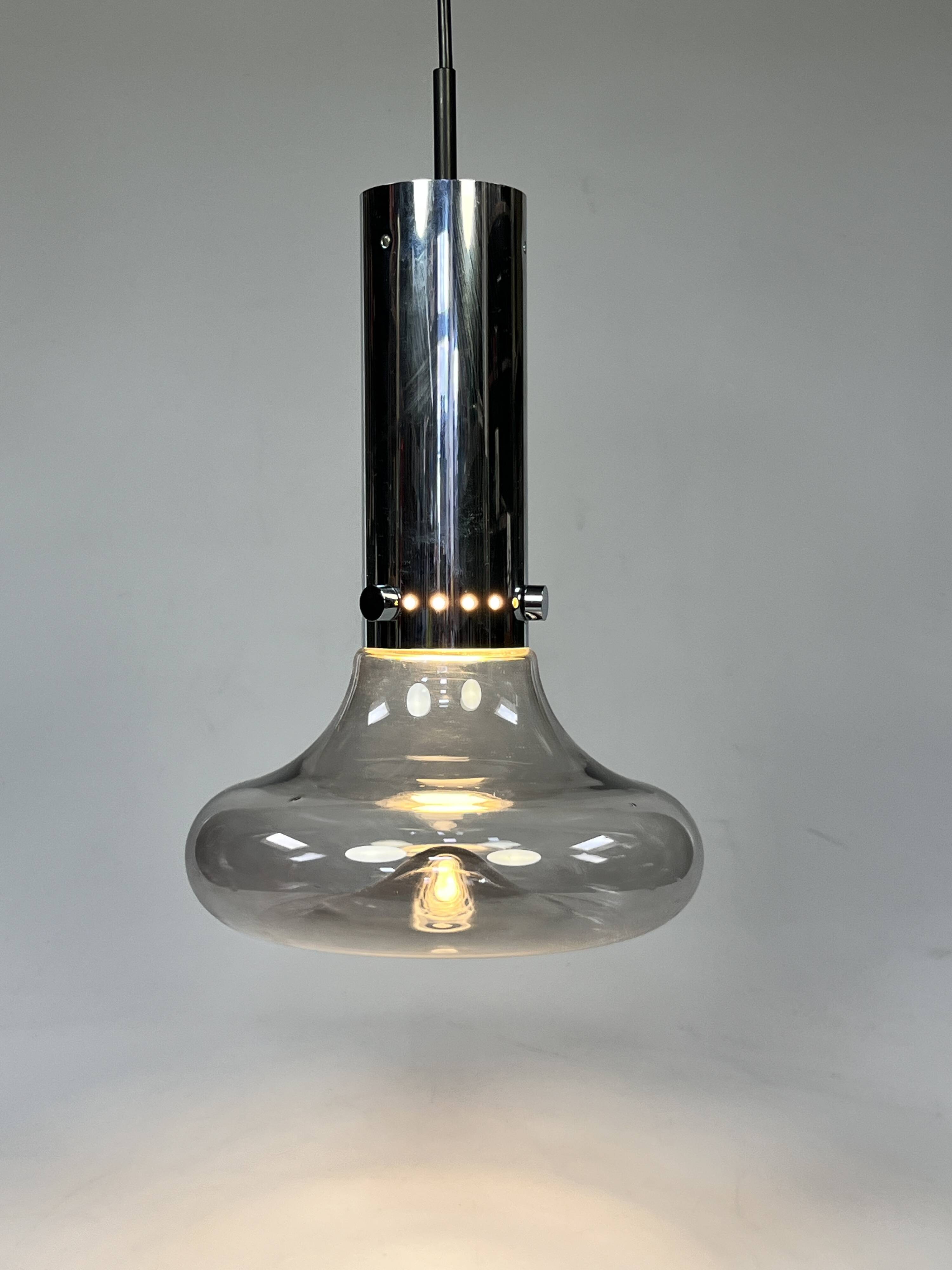 Vintage Space Age Pendant Lamp, Herbert Proft, Glashütte Limburg