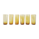 6 amber glass water glasses 1960