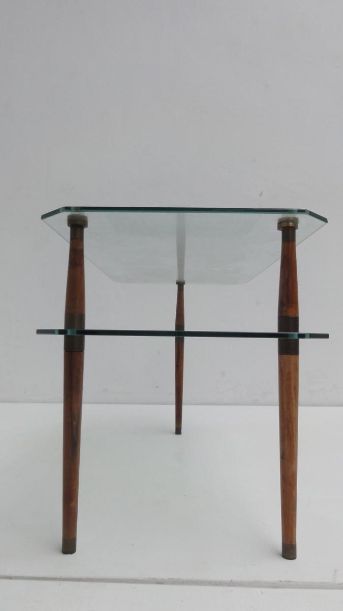 Table low vintage two-story glass 1950 s