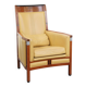 Art Deco armchair in yellow leather with high back
