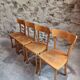 Set of 4 French bistro chairs, beech and plywood, 1960s, mid-century dining chairs.
