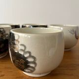 Set of 5 Asian "Dragon" tea cups