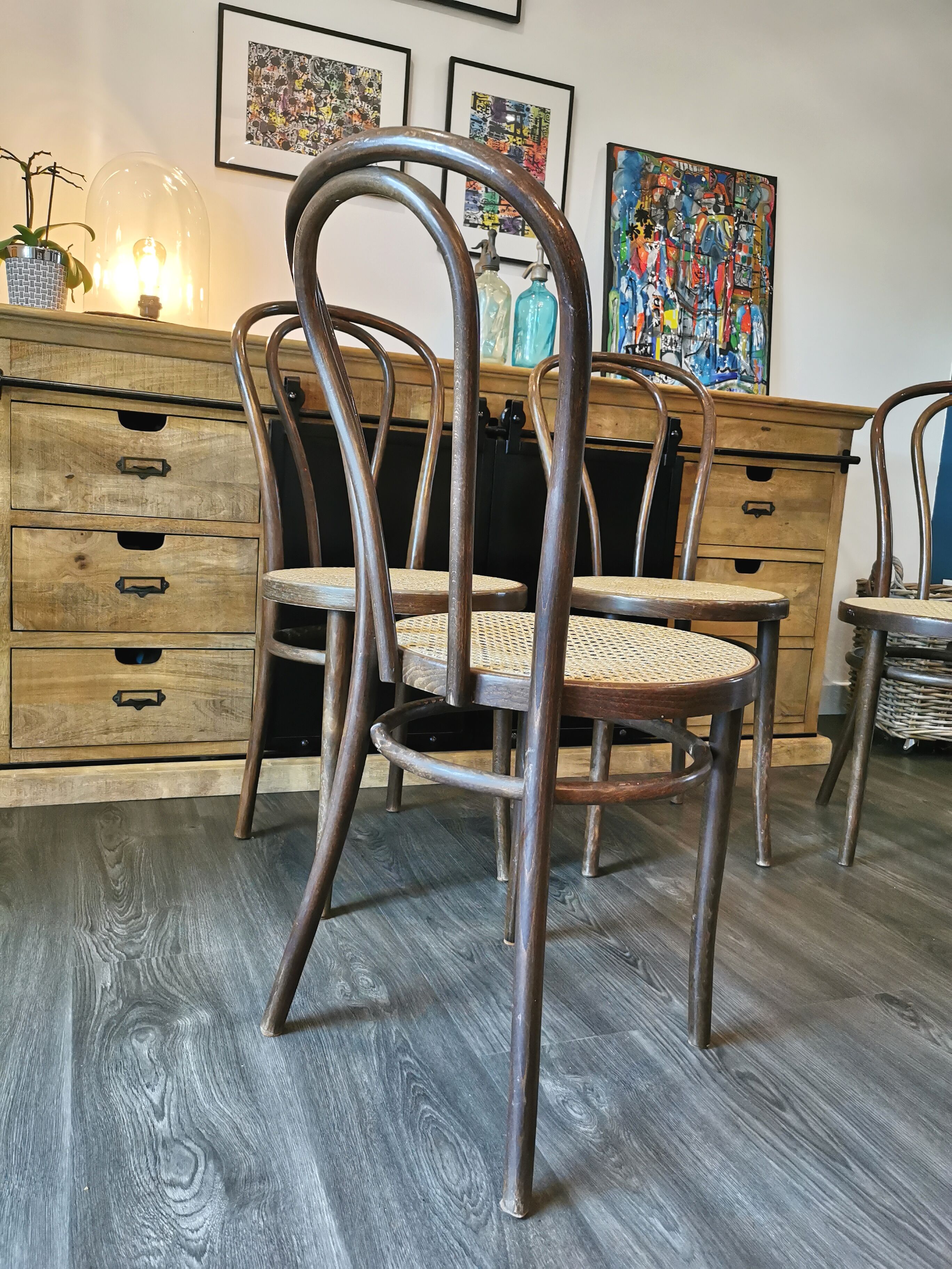 Series of 4 ZPM Radomsko bistro chairs for Thonet