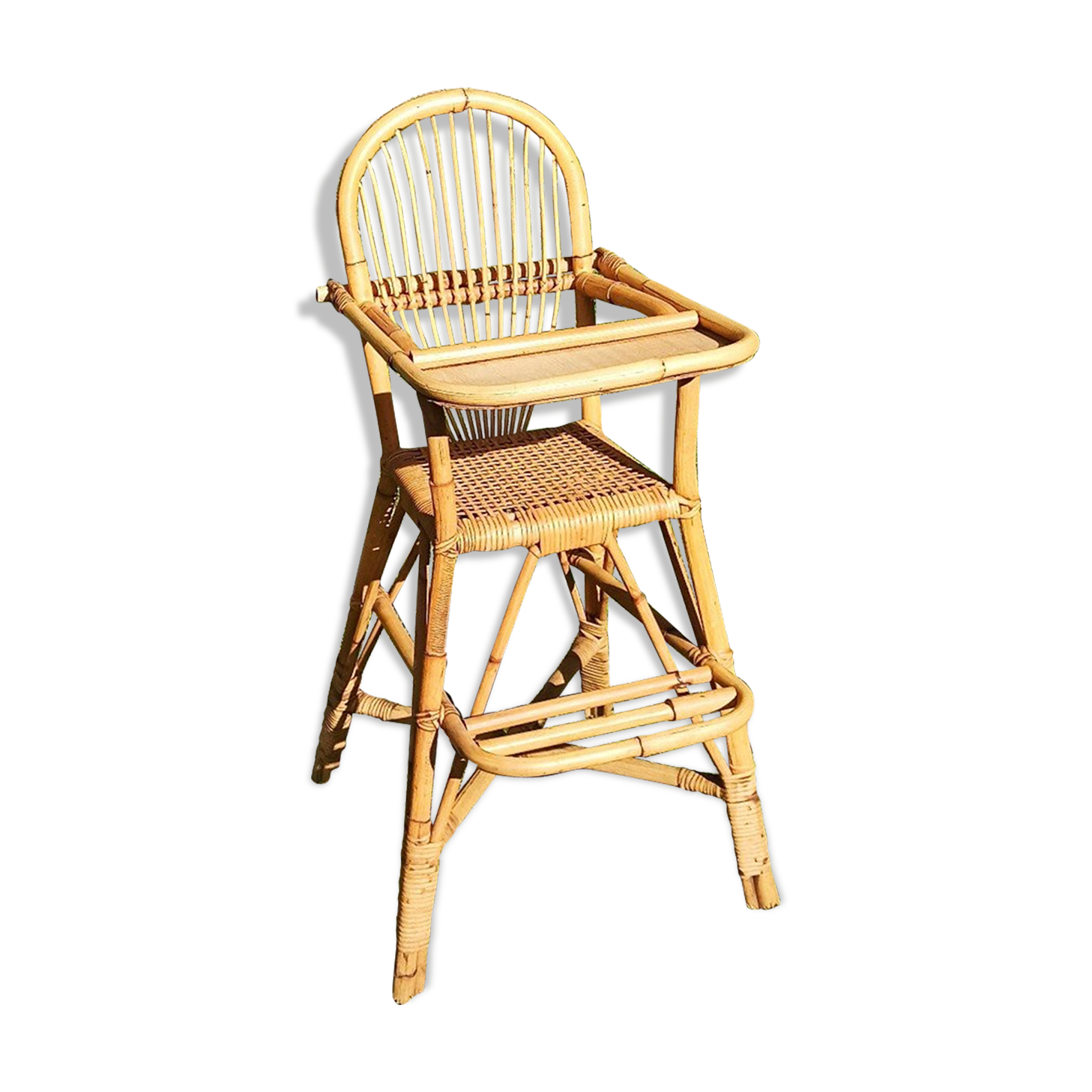 Chaise haute pour enfant en rotin