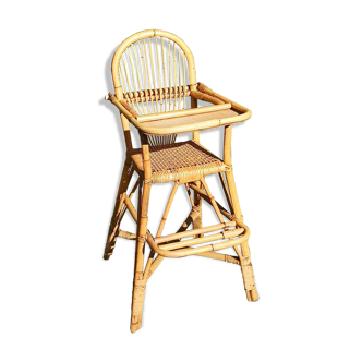 Chaise haute pour enfant en rotin