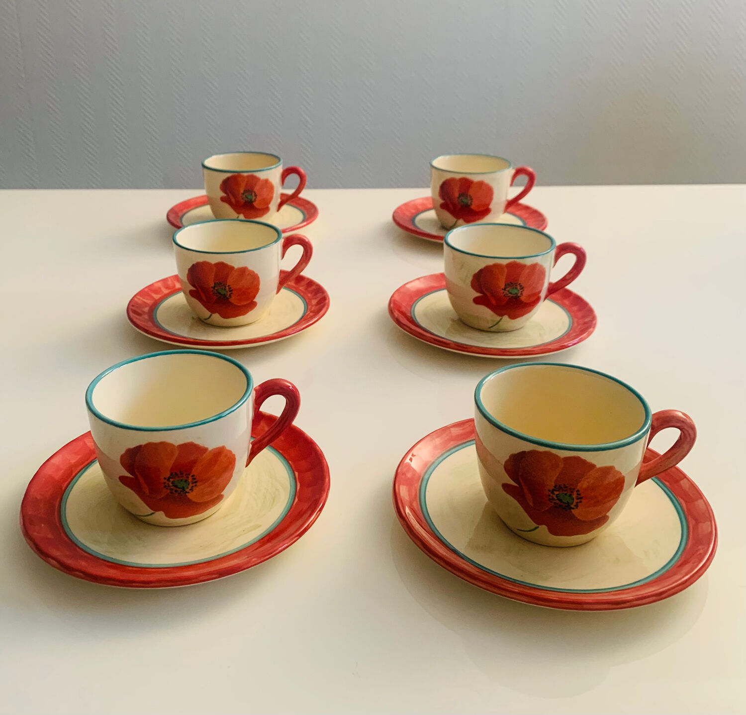 Lunéville porcelain coffee/tea service - "Poppy" collection