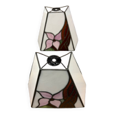 Pair of Art Deco stained glass wall lights