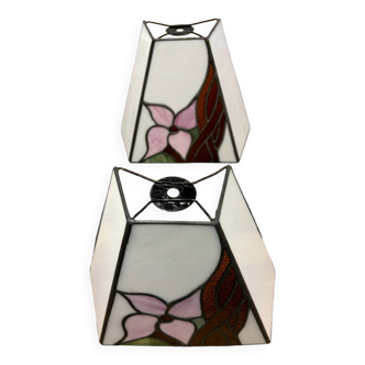 Pair of Art Deco stained glass wall lights