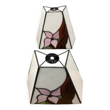 Pair of Art Deco stained glass wall lights