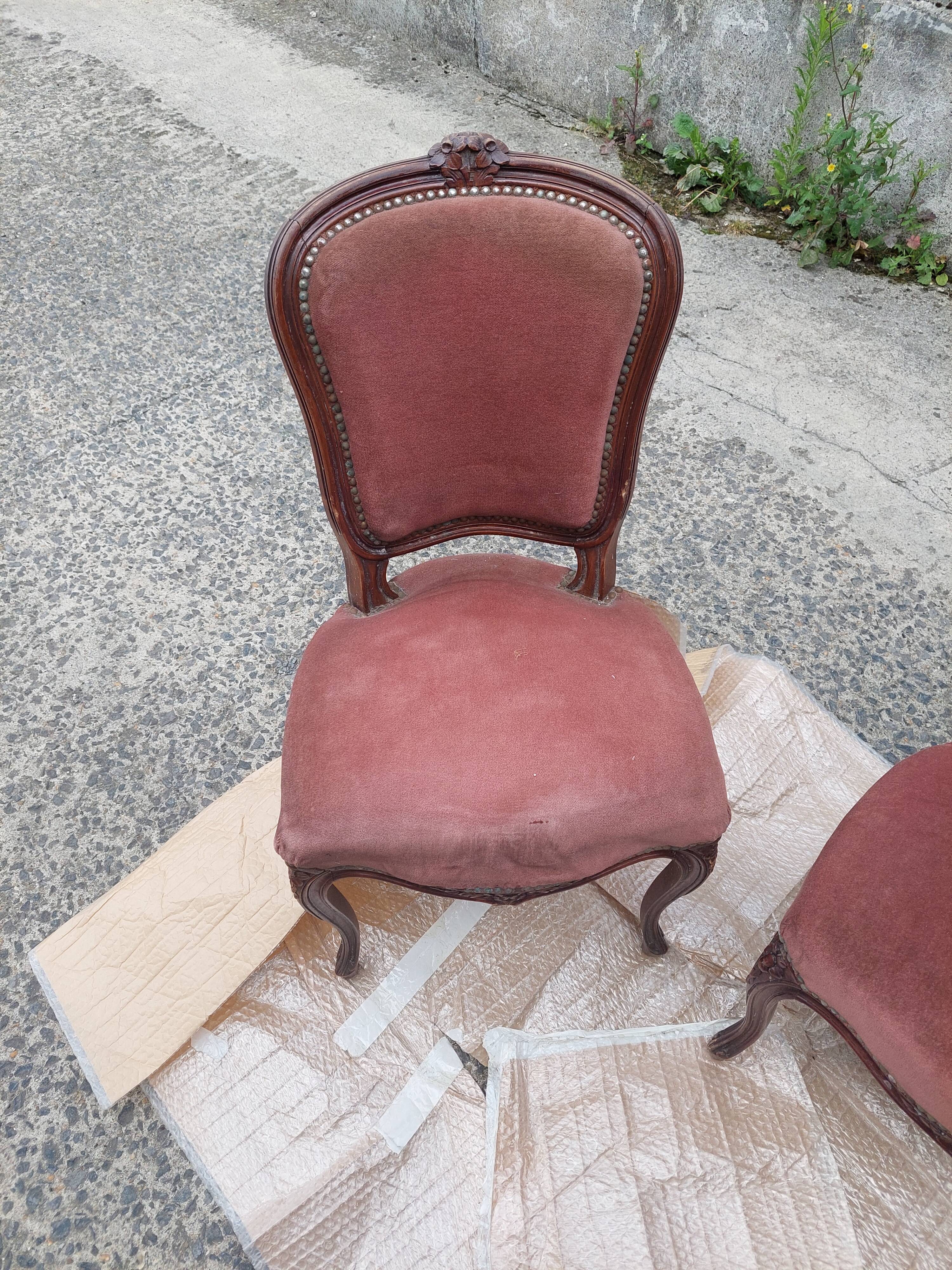 Set of 3 Louis Philippe style chair in walnut