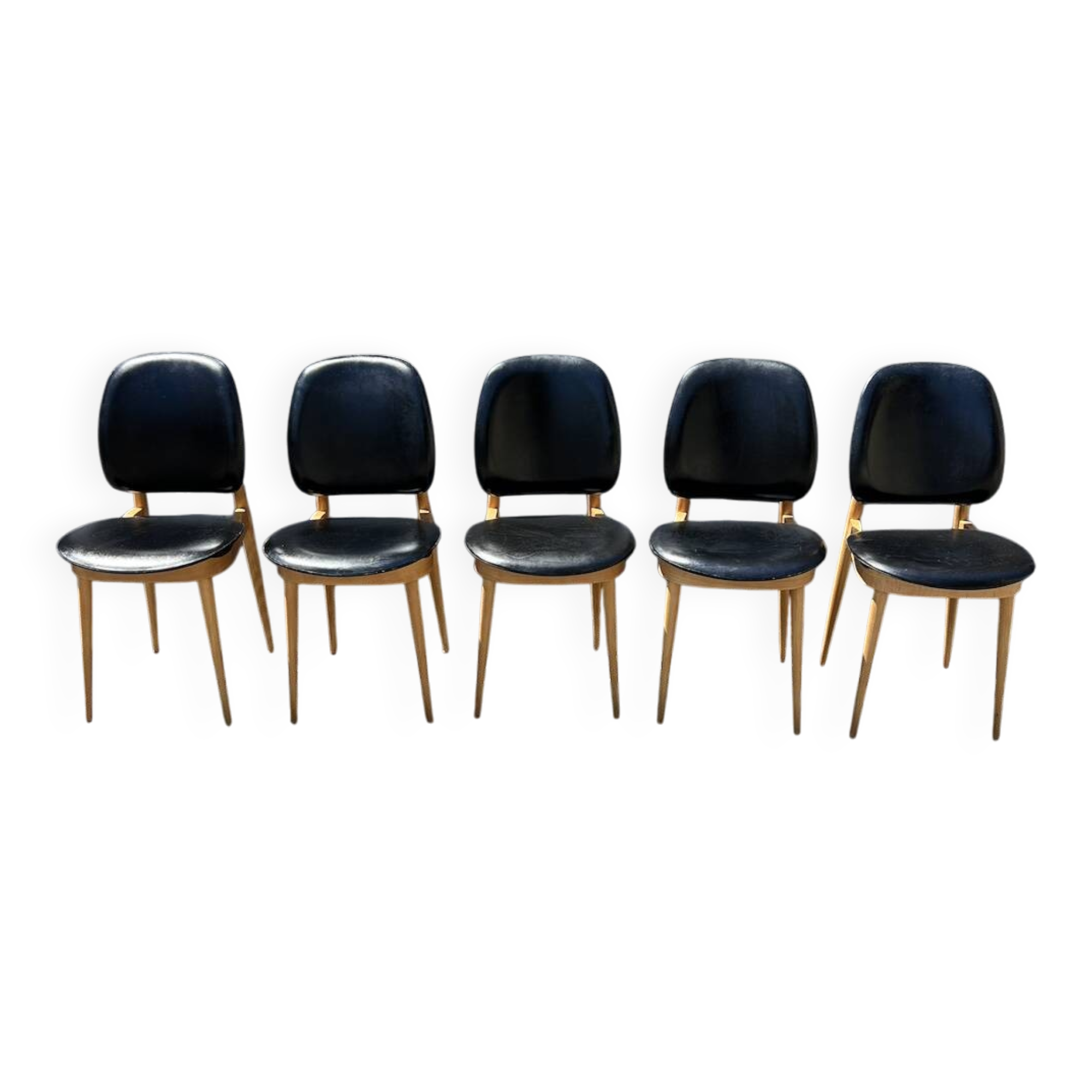 (Lot) 5 Chaises Pégase, Pierre Gurariche pour Baumann