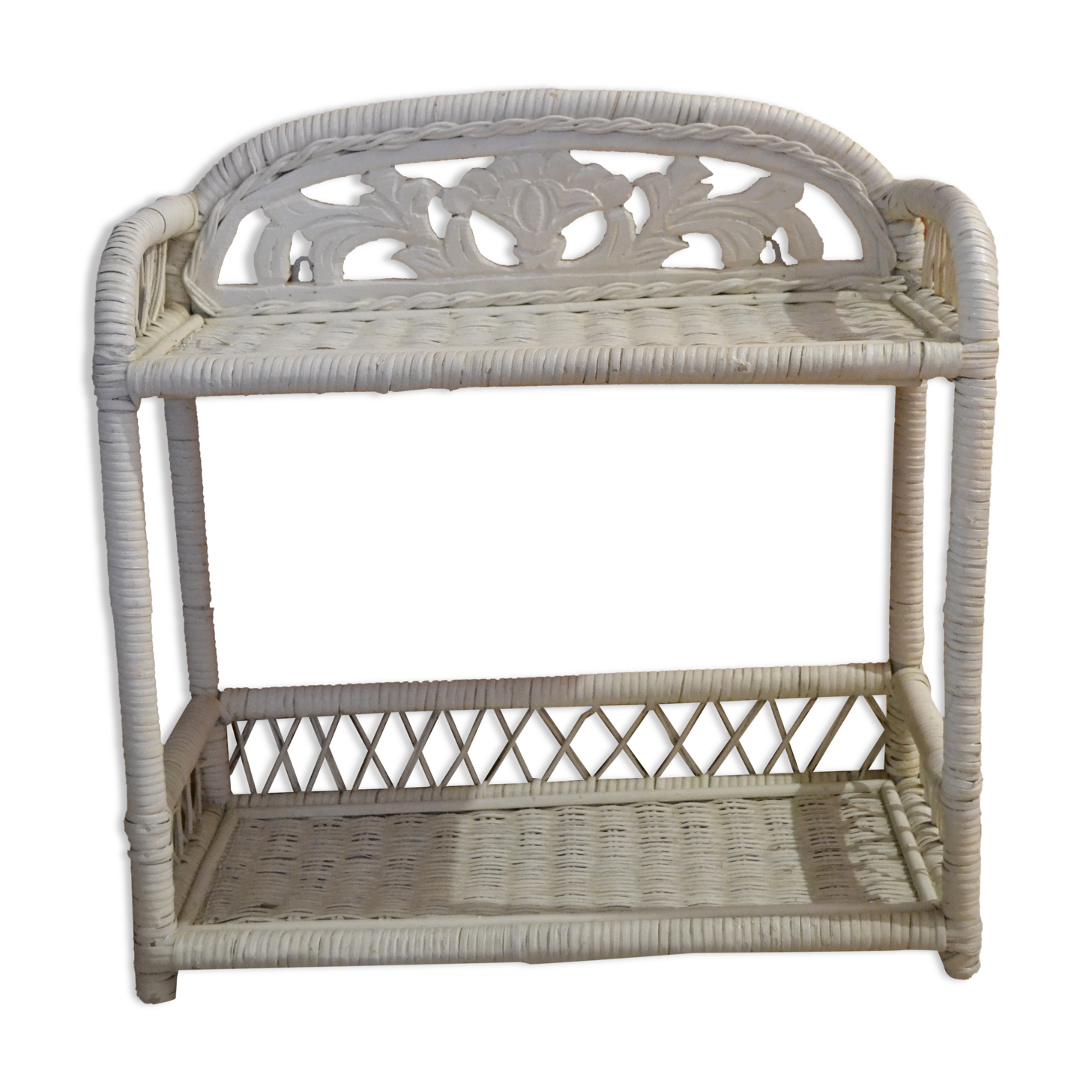 White rattan shelf
