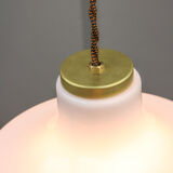 Mid-century white & brass pendant lamp
