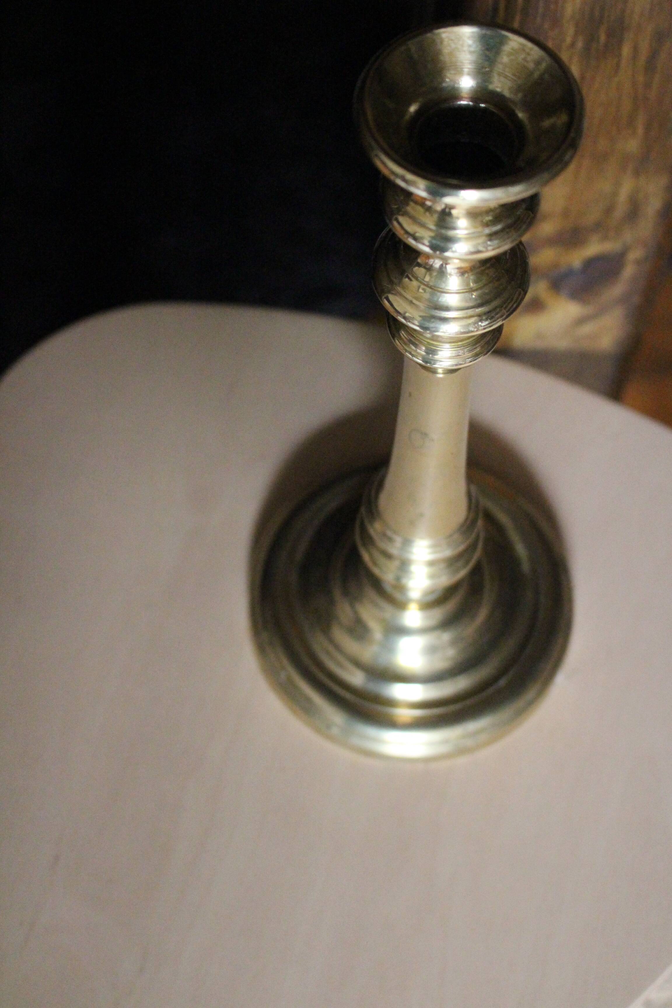Large brass torch candle holder