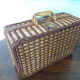 Picnic suitcase, braided wicker, 2 handles, leather closure