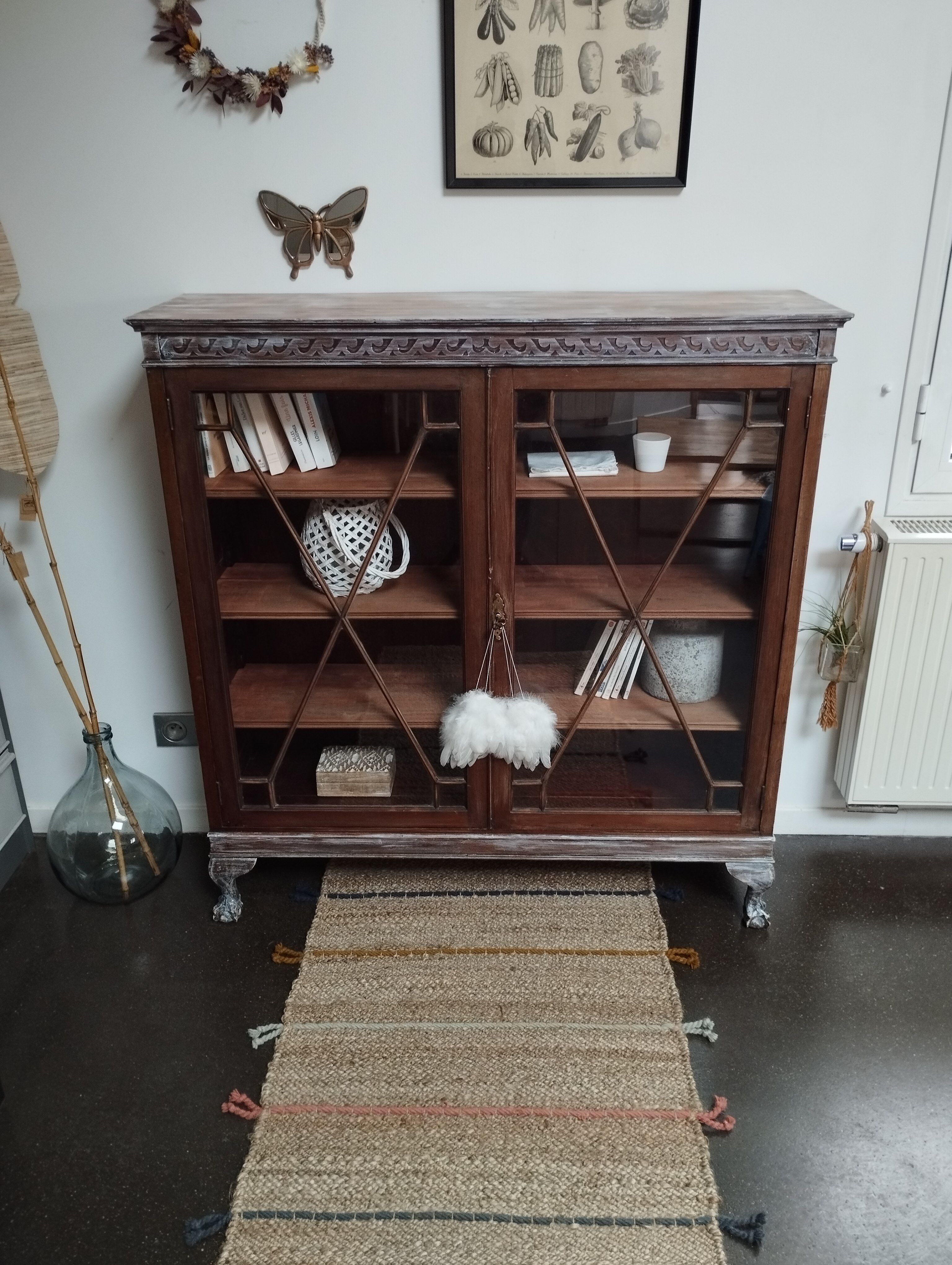 English style glazed bookcase cabinet
