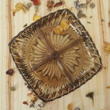 Vintage dish chiseled smoked glass aperitif compartments