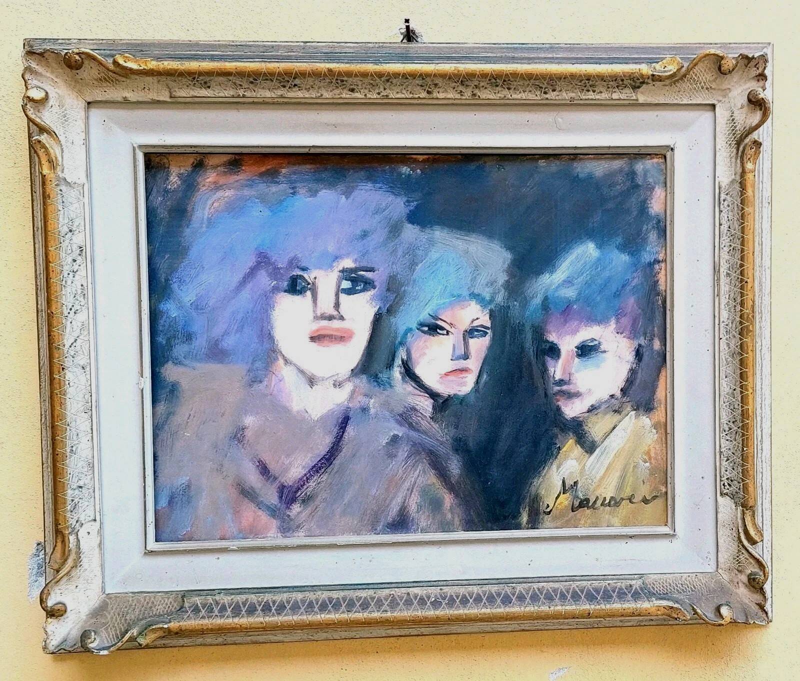 Mino maccari oil-based print 30x40 three female figurines