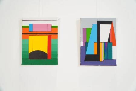 Guy Vandenbranden, Abstract Geometric Oil on Canvas