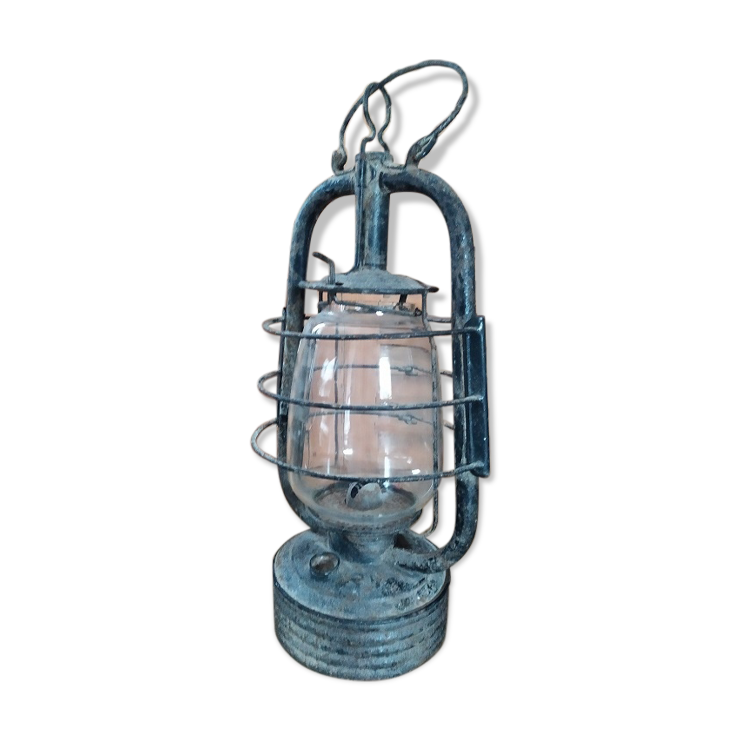 Very old black oil storm lamp