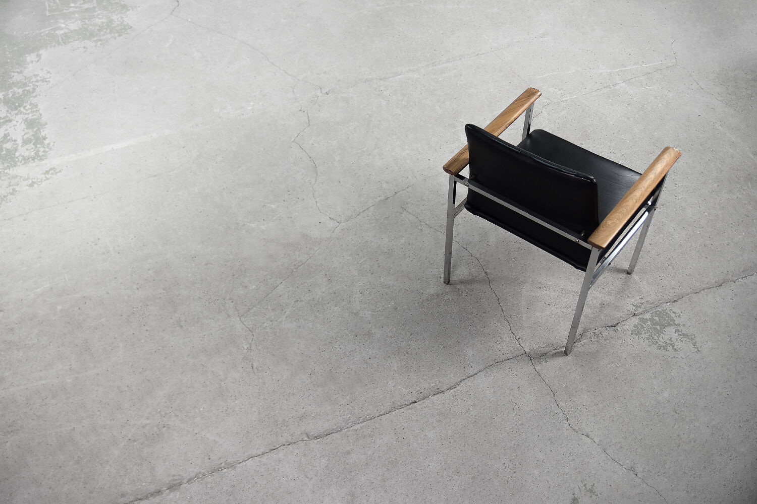 Mid-Century Scandinavian Black Leather Armchair by Sigvard Bernadotte for France & Søn, 1960s, Set o