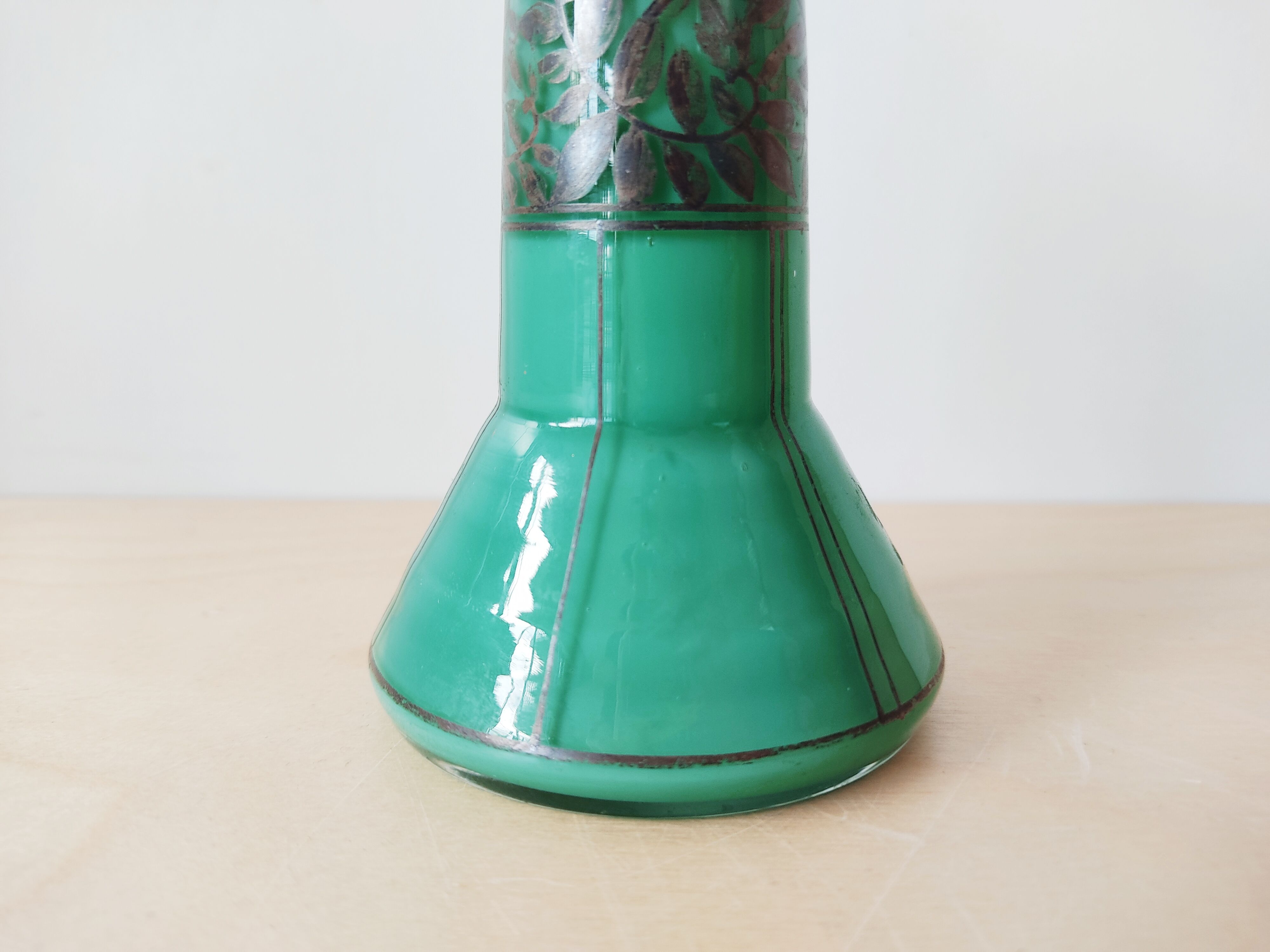 Hand-painted turquoise-lined glass vase
