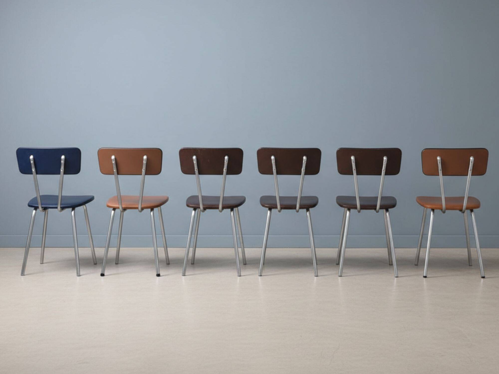 Set of 6 mid-century chrome dining chairs, Czechoslovakia, 1960s