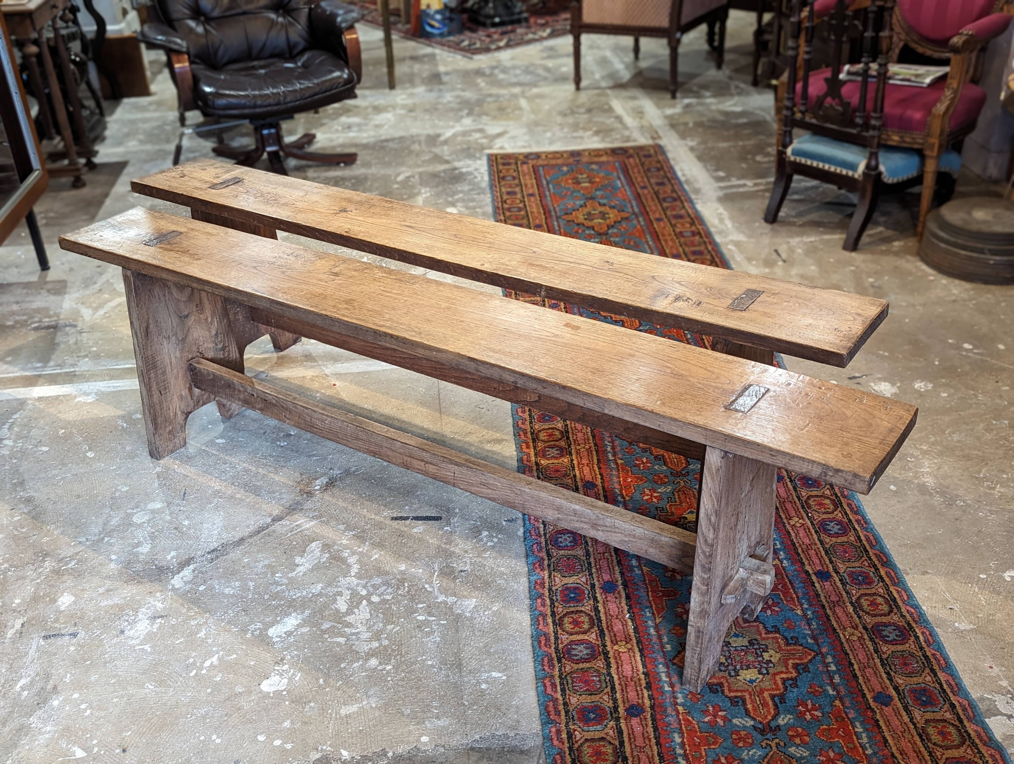 Pair of chestnut benches