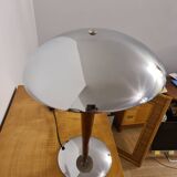 Vintage liner lamp, chrome and wood