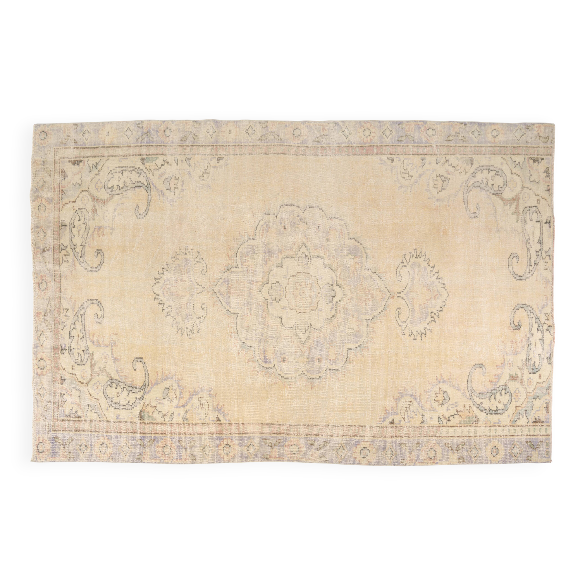 Floral Oushak Vintage Area Carpet