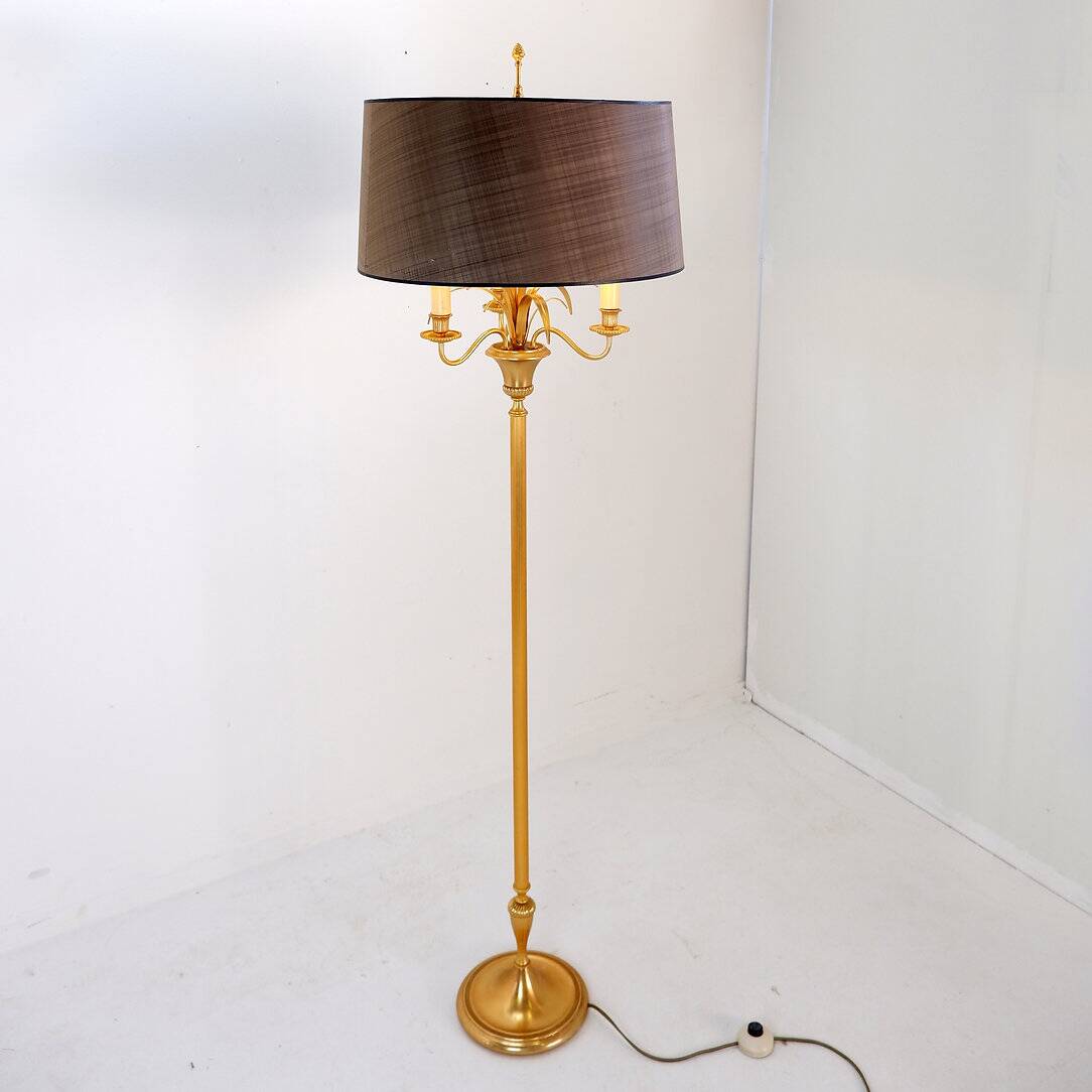 Pineapple Brass Floor Lamp in the Style of Maison Charles, Circa 1970