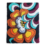 1970s German Wool Rug with Pop-Art Floral Pattern