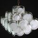 Large 36 Murano Glass White Disc Chandelier by Vistosi, 1970s