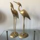 Paire d'oiseaux échassiers aigrettes en laiton