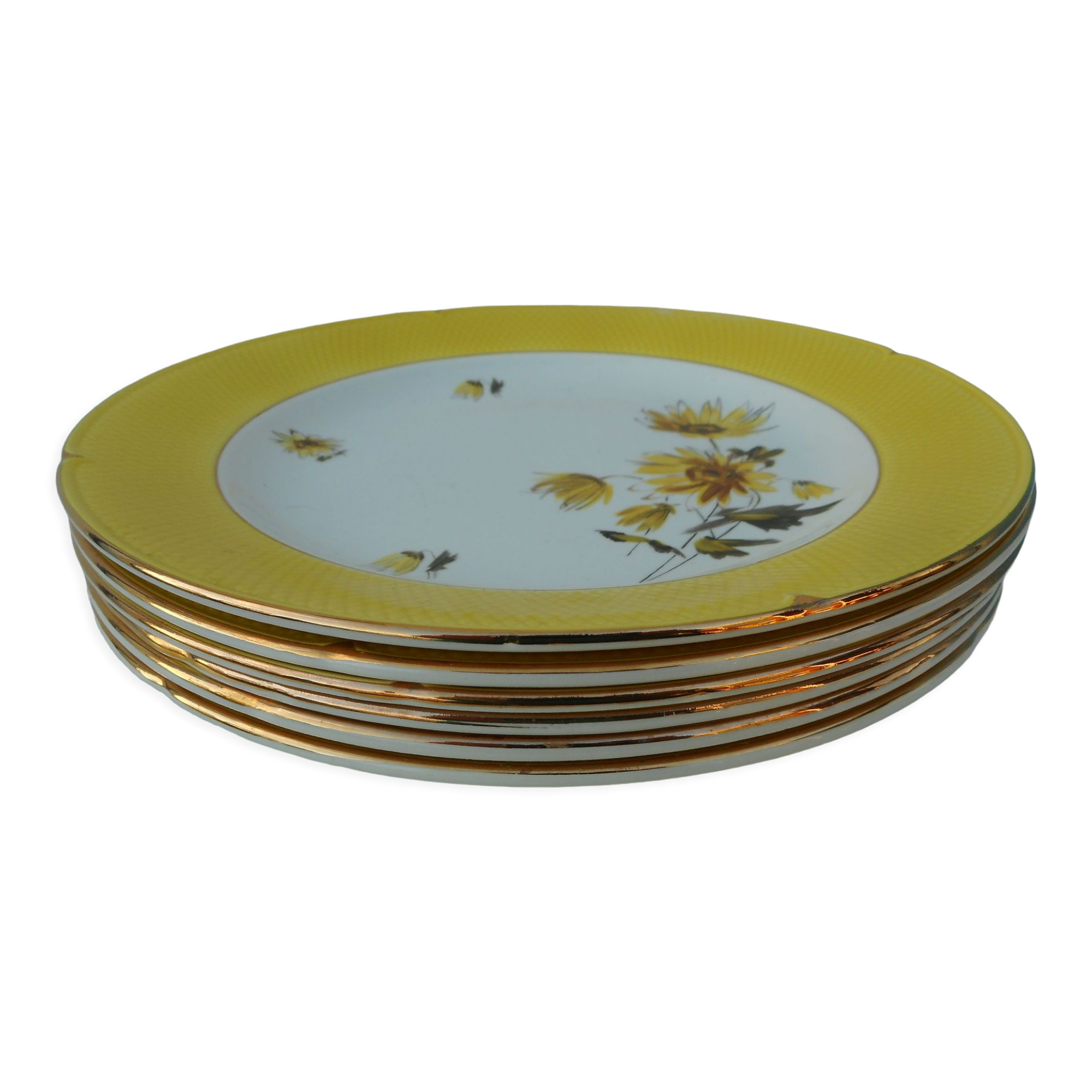 Set of six flat earthenware plates