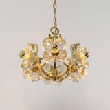 Large brass and crystal pendant light by Sische, Germany, 1970s.