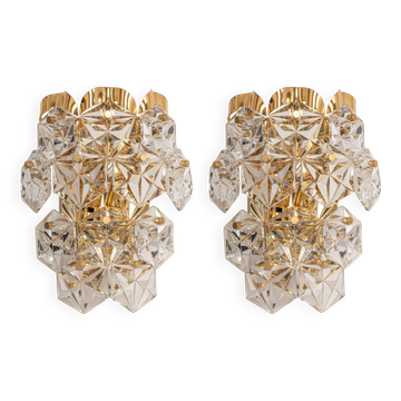 Pairs of Crystal Wall Lights by Kinkeldey, Germany, 1970s
