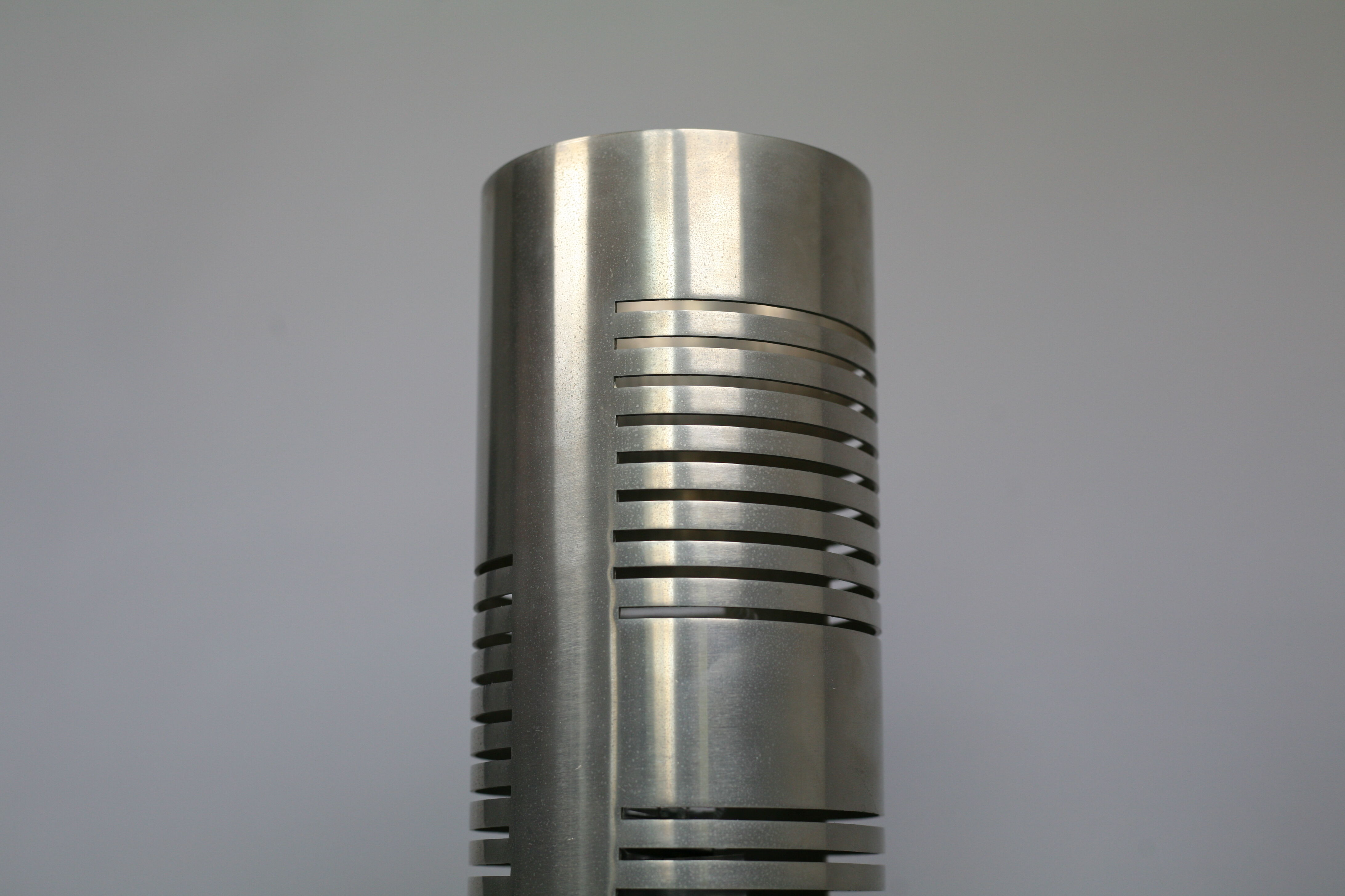 Table lamp cylindrical steel openwork modernist Italy early 70s